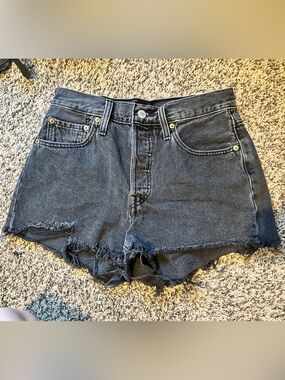 Levi’s Black Distressed High-Rise Denim Shorts - Women